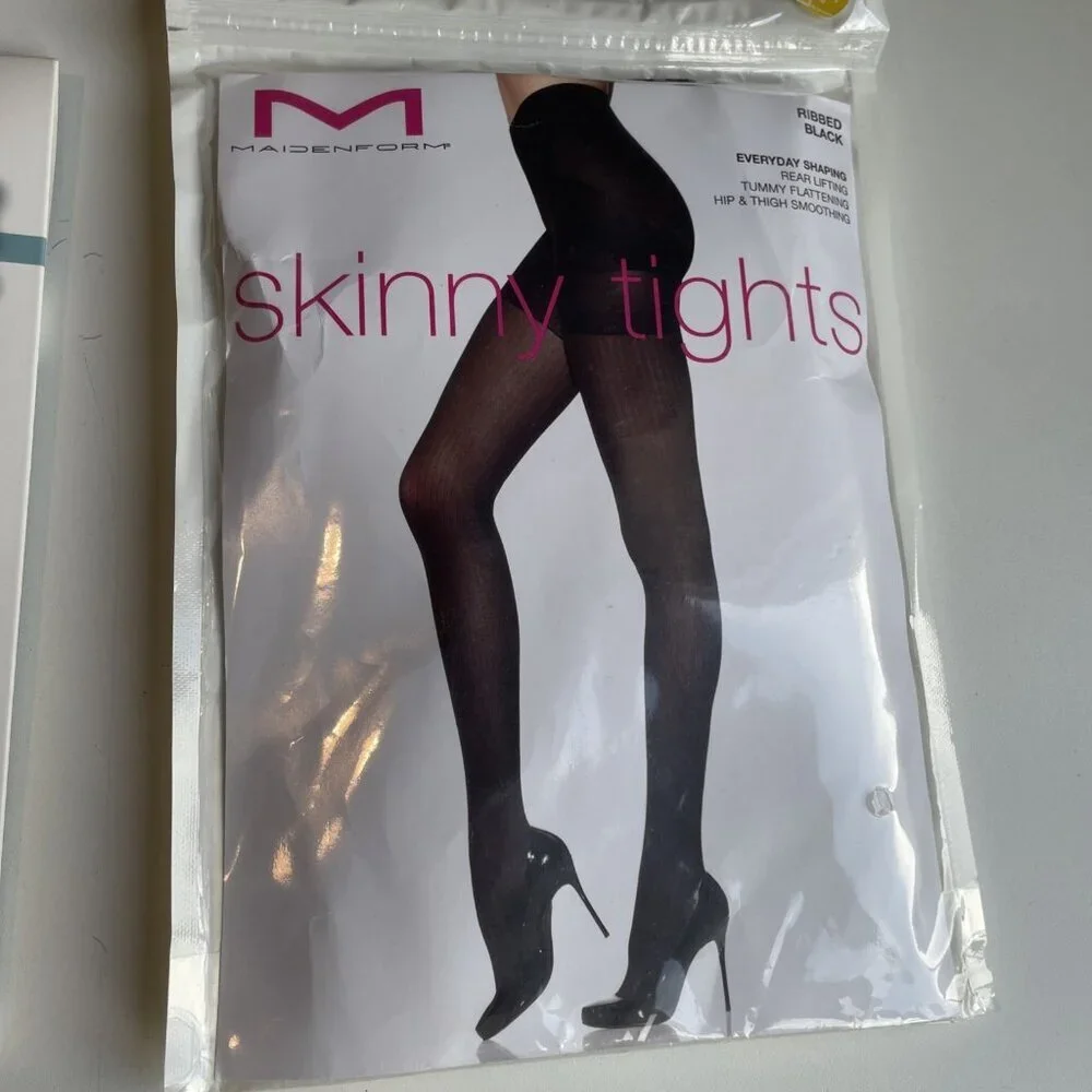 2 Shaper Tights Shapewear Size M Nude & Black Smoothes Shapes Tummy Control